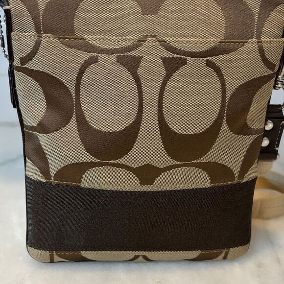 Coach Crossbody Purse Handbag Signature Stripe Jacquard Logo Swing Pack Bag - Picture 7 of 16